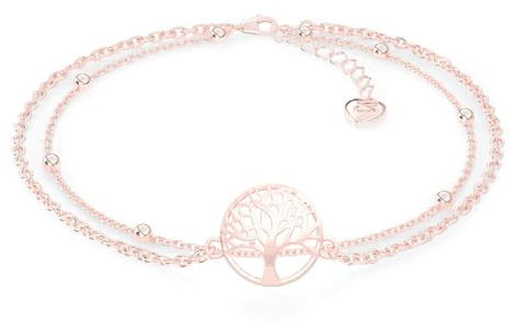 SERASAR Fußkette Damen Schmuck 925 Sterling Silber 18 Karat Rose gold Kette Mädchen Frauen Fussketterl Geschenk Idee Valentinstag Jahrestag Geburtstag Geschenke für Woman