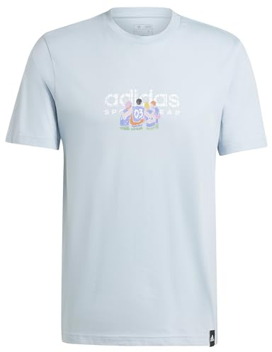 Adidas Hombre Codes Linear Graphic tee, Wonder Blue, S Tall