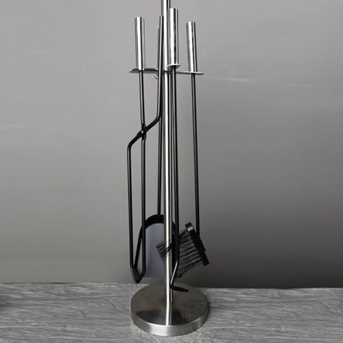 Set Camino Set di 5 pezzi in metallo per l'accompagnamento al fuoco Kit di strumenti per caminetto moderno/ Set di strumenti per il caminetto con bruciatore a legna, Porta attrezzi per caminetto