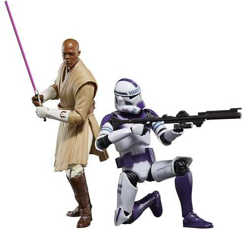 STAR WARS The Black Series Mace Windu & 187th Legion Clone Trooper 6-Inch Scale Action Figure Set Clones of The Republic (G0212)