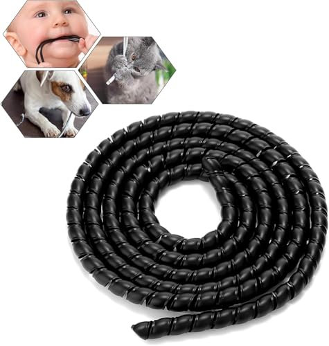 JAONLD 5-6M Guaina per Cavi elettrici, Nero Raccogli Cavi, Resistente al Calore Proteggi Cavo, Avvolgicavo, per Proteggere i Cavi e Impedire a Gatti, Cani e Bambini di Masticarli