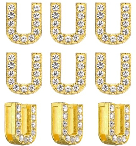 PATIKIL Strass bokstavsberlock, 30 st 10 mm glidarmband hängen kristall bokstav U berlock hängen alfabet A-Z för gör-det-själv smyckestillverkning halsband armband, guldton, 12mm, legering, Strass