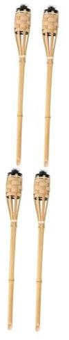 DIYEAH 2 Set Torcia Di Bambù Torcia Da Campeggio Torcia Di Vimini Luci Illuminazione Torcia Fiammeggiante Accessorio Per Esterni Patio Decorativo Tremolante Per 2 pezzi*2