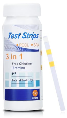 3-i-1-testremsor för pool, spa, vattentestkit Aideepen 150 pinnar, exakt pH-testare, restklor och total alkalinitet i pool, akvarium
