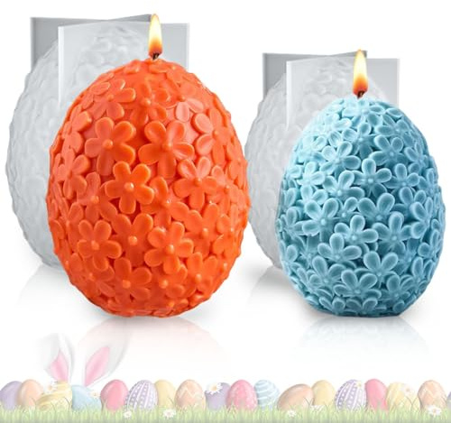 2 Pezzi Stampo in Silicone per Pasqua, Stampi in Silicone per Uovo, Stampi per Candele in Silicone Pasqua per Candele Pasqua Aromaterapia Cioccolato