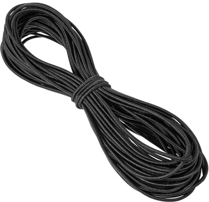 HJZHII 20 m elastiskt gummisnöre, 3 mm gummirep, elastisk tråd, svart elastiskt band, runt snöre, elastiskt band nylonsnöre för ryggsäck, skosnören, sömnadsarbete, gör-det-själv-projekt
