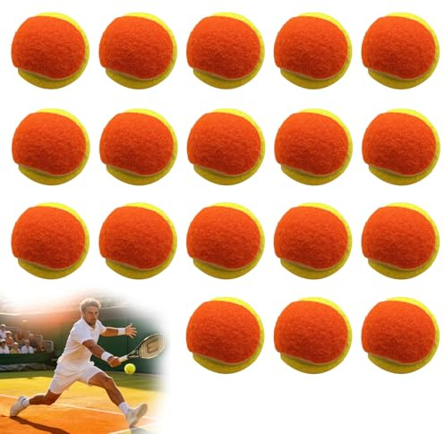 Porfoyo 18 stycken tennisbollar, tennisboll nybörjare 6,35 cm, tennisträningsbollar, steg 3 tennisbal, träningsbollar för tennis lektioner, nybörjarbollmaskiner och hundpromenader