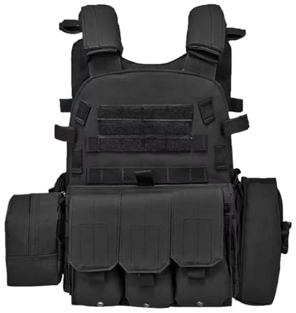 Gilet protettivo per bambini Airsoft, design di protezione tattica, 45 x 35 cm, attrezzatura per gilet protettivo da paintball, attrezzatura da combattimento protettiva con tasche multiple