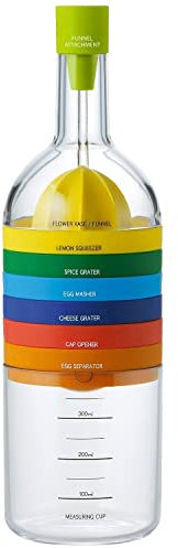 Locisne 8 in 1 Utensile da cucina, multifunzione in plastica Funzione bottiglia Utensili da cucina Gadget (imbuto, spremiagrumi, spezie per grattugia, separatore per uova, misurazione, apriscatole)