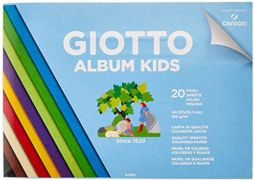Giotto Kids, Album da 20 fogli carta colorata liscia, A4, 120g/m2