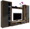 Wohnwand Rango XL, Modernes Wohnzimmer Set, Design Anbauwand, Schrankwand, Mediawand, Vitrine, TV Lowboard, (Lefkas Eiche/Graphit, mit weißer LED Beleuchtung)