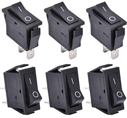 APIELE 6 Stücke Kippschalter, 2 Position EIN-Aus mit SPST 2 Pins Wippschalter,250V 16A Taste Rocker Kippschalter Für Häuser, Industrie,DIY KCD3-101(EIN-Aus Schwarz)