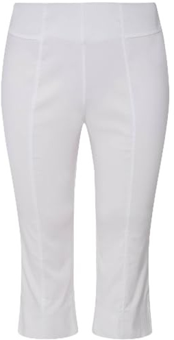 Ulla Popken Bengalin-Capri Pantalones, Blanco Nieve, 45W / 32L para Mujer