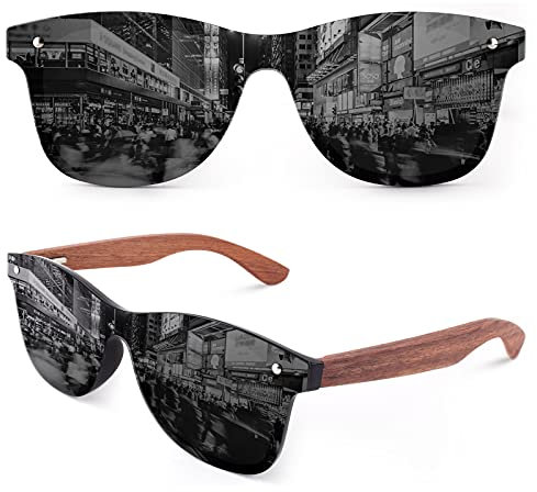 GQUEEN Sonnenbrille Holz Herren Damen Polarisierte Retro UV400