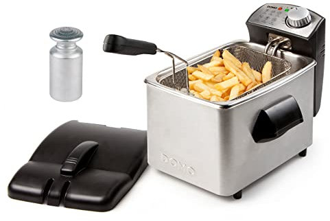 Freidora de acero inoxidable con tapa, 3000 W, 4 litros