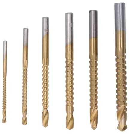 Juego de brocas dentadas de 6 piezas, carpintería Ranurado dentado Corte carpintero Corte lateral Grifo Broca de sierra en espiral Brocas helicoidales de acero de alta velocidad Brocas para material b