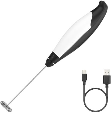 Elektrischer Milchaufschäumer-Stab, USB Aufladbar Handheld Milchaufschäumer Mixer, Elektrischer Milk Frother mit 3 Geschwindigkeiten, Milchaufschäumer Handgerät für Latte, Mokka, Backen, Kuchen