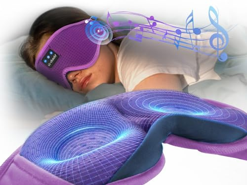 LC-dolida Bluetooth Sleep Mask Headphones 3D Deep Eye Mask with Headphones,Breathable Sleeping Mask for Side Sleeper, Zero Eye Pressure Adjustable Eye Covers for Travel/Night Shift/Nap