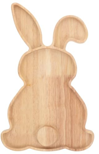 TOVINANNA Serviertablett Holz, 11.2 Hase-Teller aus Holz, Bezauberndes Holztablett Ideal für Snack-Obst-Tablett für Partys, Feiertage, Hasen-Süßigkeitenteller Osterdekorationen
