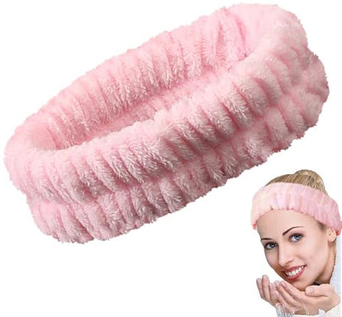 Sugeru®Flanell Elastische Haarband,Spa Stirnband Damen,Weiches Haarband Kosmetik,Rutschfest Breitkrempe Haarreifen Damen,für Dusche Hautpflege Make-up Gesichtsreinigung Mädchen Sport Yoga (Rosa)