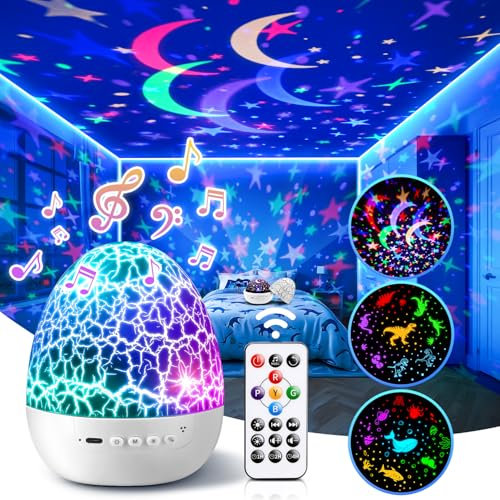 Dinosaurier Sternenhimmel Projektor Kinder | 15 White Noise Machine Baby Nachtlicht Kinder | 3 HD Film & 31 Farben Fernbedienungen Nachtlampe kinder | Dinosaurier Spielzeug Junge Geschenk Dino Ei
