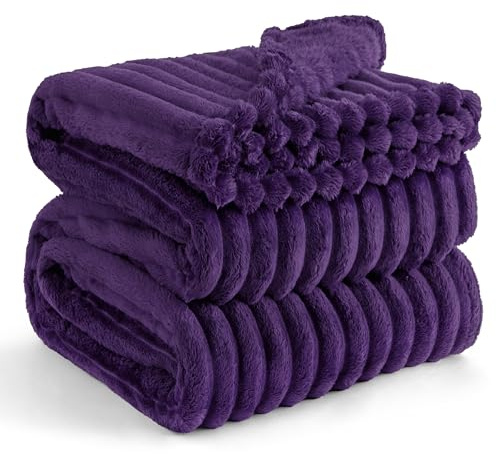 BEDSURE Kuscheldecke 220x240 Zimmer Deko - Tagesdecke, Violett