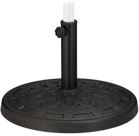 Relaxdays Sonnenschirmständer für Schirmstangen 38-50 mm, Ø 50 cm, Garten, Gusseisen Optik, Sonnenschirmfuß, schwarz