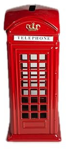 LILAJ Medium Classic Red Telephone Booth Money Box – Metal Piggy Bank Home Decoration, Souvenir, Keepsake British Collectible Travel Memento Thoughtful Gift, Iconic London Landmark Safe with Coin Slot
