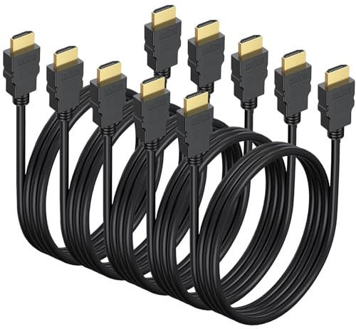 4K HDMI Cable 3.3 FT 5-Pack, Shielded HDMI TV Cord, Gold-Plated HDMI 2.0 Male Cable 120Hz ARC & CL3 Rated, HDCP 2.2, 3D HDR| for Docking Station, PC,Monitor, Switch, Splitter, PS4/5, Xbox, Soundbar