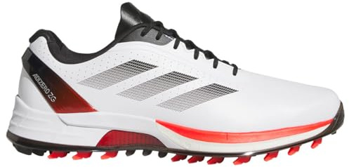 adidas Golf Mens Adizero ZG Golf Shoes - White/Lucid Red/Black - UK 7