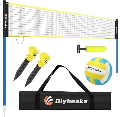 Olybeaka Bärbart 6 m volleybollnät med justerbara höjder, hållbart tungt volleybollnätset med lätttajt spännare, scoring-klämmor