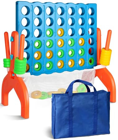 CT SPORTS Large Four in a Row Strategy Game – Premium Quality Four in a Row Game for Kids Aged 3 and Up, Perfect for Indoor and Outdoor 4 in a Row Fun, Family Gatherings, and Parties