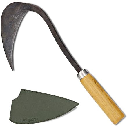 TOOLGATHER Original Homi Hand Hoe - Traditional Handmade Korean Garden Tool for Weeding Digging & Planting with Forged Steel & Chestnut and Acacia Wood Handle