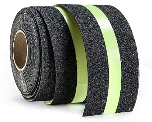 GUUZI Halkfria Dragtejper med Glöd i Mörkret Minskar Halkrisken för Trappsteg Inomhus Eller Utomhus och Andra Hala Ytor - Håller dig Säker, 50 mm/5 meter Anti-Slip Grip-tejp