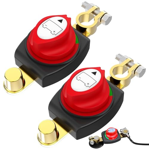 TZEKING Batteriehauptschalter,Auto Batterie Trennschalter 12V-48V,Trennschalter Wasserdicht,Batterieschalter,Batterietrennschalter Akku,Batterie Hauptschalter für Auto Motorrad Marine Boat Caravan