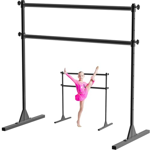 BeneLabel 4Ft Freestanding Ballet Barre 10 Height Adjustable from 11 to 47 inch Ballet Bar 350 lbs Capacity Heavy Duty Portable Double Dance Barre for Home Workout and Stretch