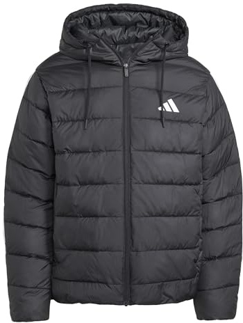 adidas Men's Essentials CLIMAWARM 3 Stripes Synthetic Down Hooded Jackets, black, 4XL