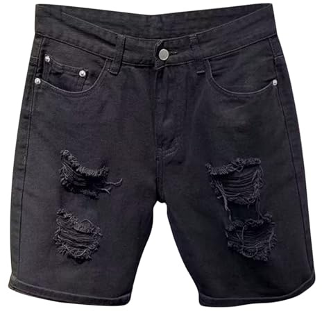 Genérico PantalóN Corto Vestir Hombre - Pantalones Rectos De Mezclilla Rasgados De Verano para Hombre Corcel