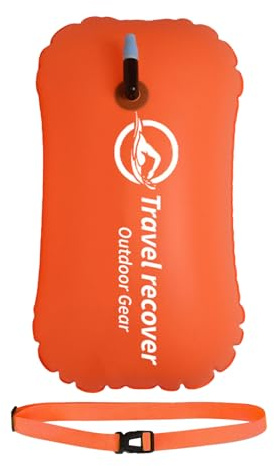 Boa galleggiante di sicurezza, 48 x 31,5 cm, galleggiante con cintura regolabile in vita, ideale per nuotatori, atleti, nuoto in acque libere, allenamento, arancione/rosa