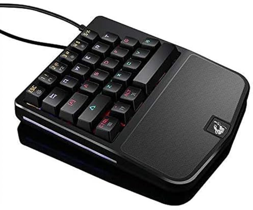 SHRGOMPIT Clavier mécanique à Une Main, Clavier de Jeu Filaire, rétroéclairage LED 28 Touches, Interrupteur Bleu, dragonne Ergonomique