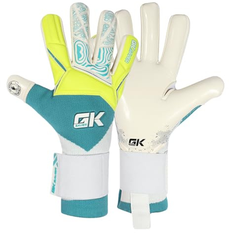 GK Saver Football Goalkeeper Gloves – Kids & Adults Goalie Gloves Size 4–11 | Non-Fingersave Training & Match GK Gloves with Superior Grip (Knit Teal Black, Size 11, Ambidextrous)