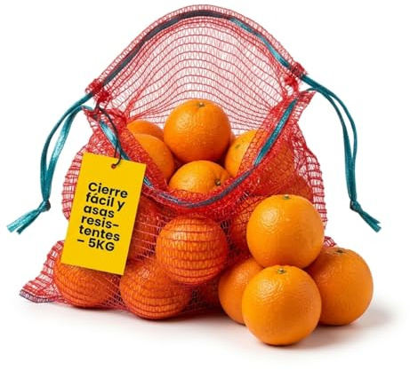 PAMPOLS Pack 100 Sacos de Malla para Naranjas, Cebollas o Frutos Secos con Cierre y Asas | Peso Util 5kg | Malla Red Raschel | Medidas 32x44cm | Color Rojo