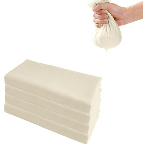 SZWLJ 4 Piezas de paño filtrante de 50x50 cm y 100 Mallas, Ideal con ‌cuajo para Hacer Queso‌ y como ‌colador de Tela‌ para cocinar, Hornear, filtrar y reutilizar.
