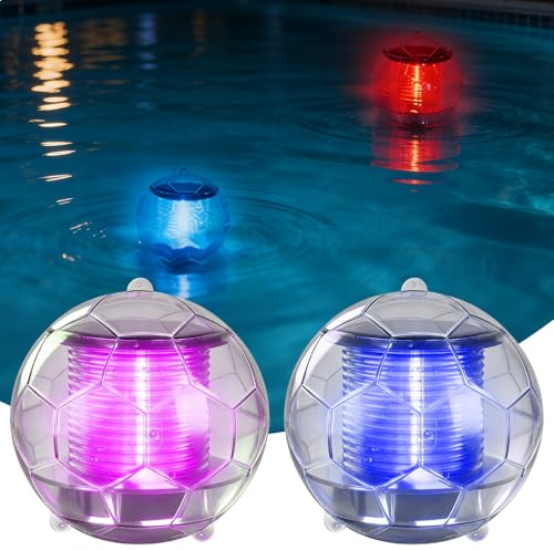 HOVCEH Solar Schwimmkugel, 2 Stück 7 Farben Solar Schwimmlichter, IP65 Wasserdichtes Schwimmende Solarleuchten, Solars Poolbeleuchtung für Garten,Teich,Party Pool Zubehör