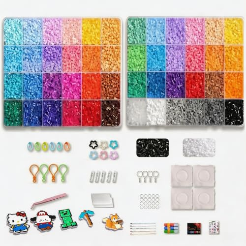 Gireatick 24000 Piece 2.6mm Fuse Beads Kit - 48 Colors Iron-On Bead Set, School Arts and Crafts Supplies for Teenager, Birthday Gifts for Adult