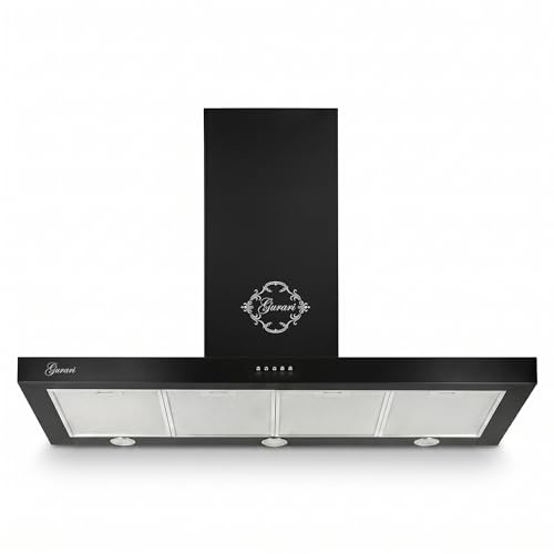 Gurari Cappa aspirante da 120 cm GCH F 118 120 BL • Cappa da parete nera • Cappa per camino 1000 m³/h • Cappa aspirante a parete con illuminazione a LED • Filtro antigrasso in metallo • Classe