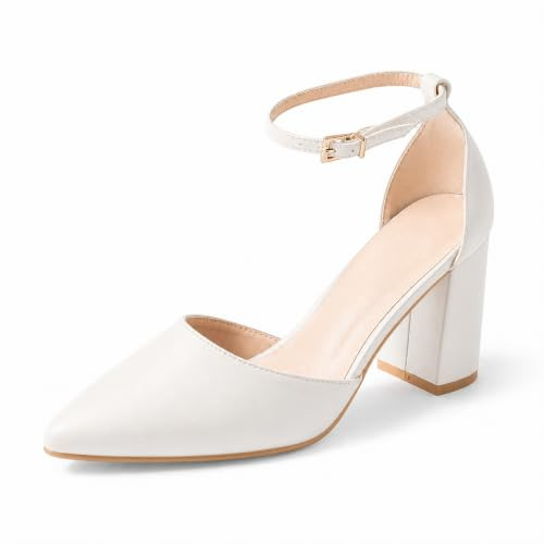 MISSCAI Scarpe Donna Slingback Eleganti Tacco Largo 9 cm Punta Affusolata