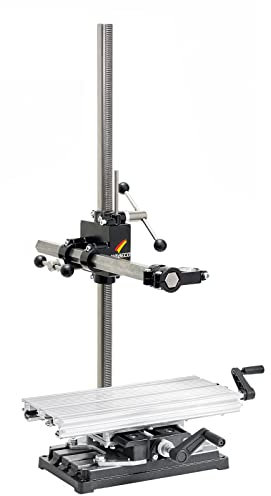 WABECO Bohrständer Fräsständer BF1244 mit 2-Achsen Koordinatentisch K400, 2 Zustellachsen vertikal/horizontal Säule 1000 Ausleger 500 mm Made in Germany