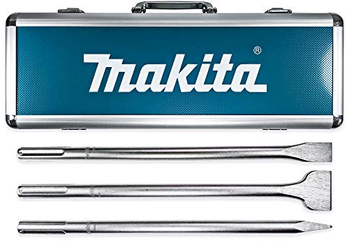Makita [3 Piece] SDS-Max Chisel & Point Bit Set, 15” Flat, Scaling & Point Bits for SDS-Max Rotary Hammers + Carrying Case | Heavy Demolition for Reinforced Concrete & Tile
