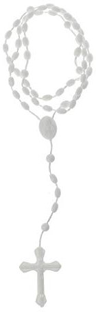 LLLucky Luminous Croix Rosenkranz aus Kunststoff, 40,5 cm, Weißer Kunststoff-Halskette, Schmuck